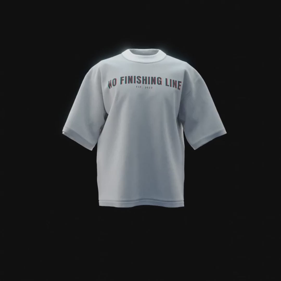 NO FINISHING LINE WHITE GLIGHT OVERSIZED T-SHIRT